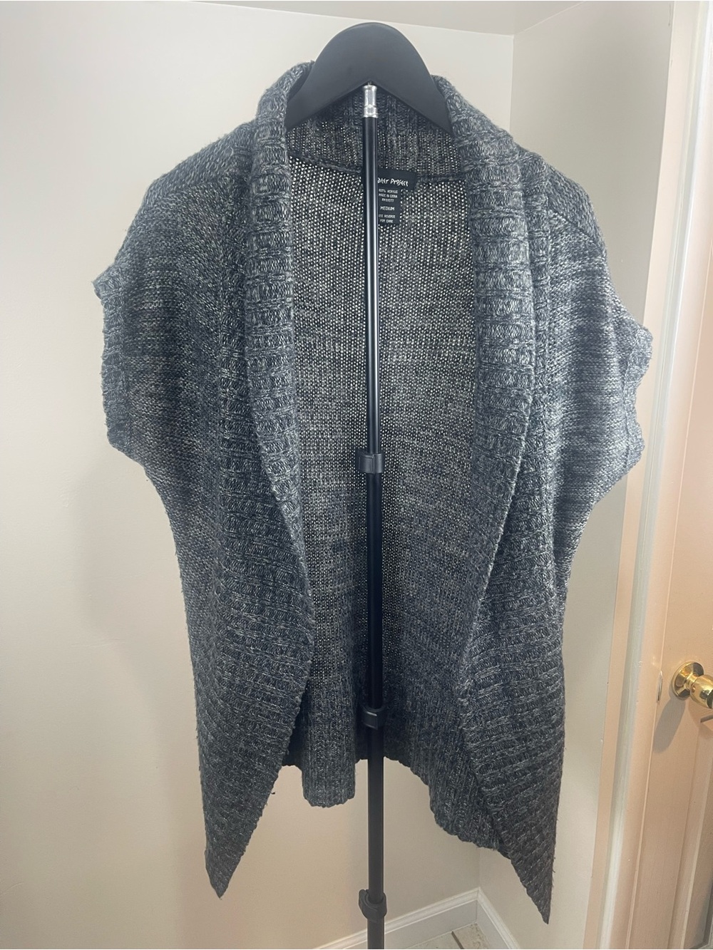 Sweater Project Charcoal Gray Open-Front Knit Cardigan
